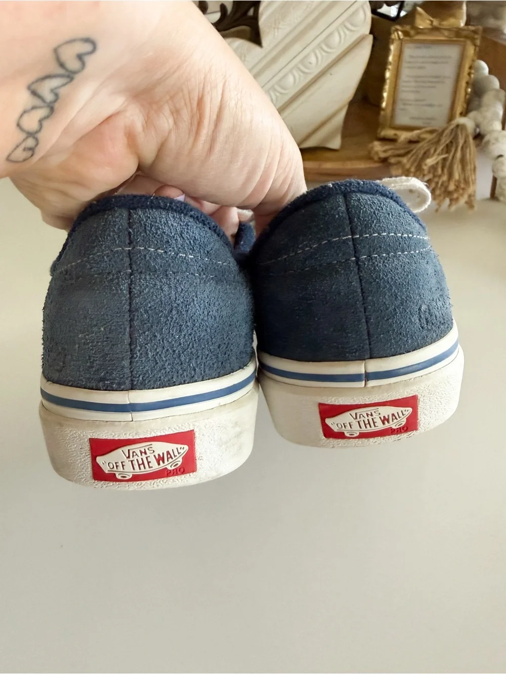 Vans Navy and White Low-Top Lace-Up Sneakers